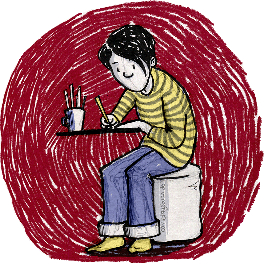 eine-person-am-zeichentisch-arbeitet-am-comictagebuch